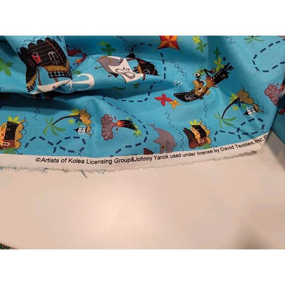 Pirates Treasure Map Cotton Fabric By David Textiles 1 Yard 28 Inch New - Picture 5 of 7